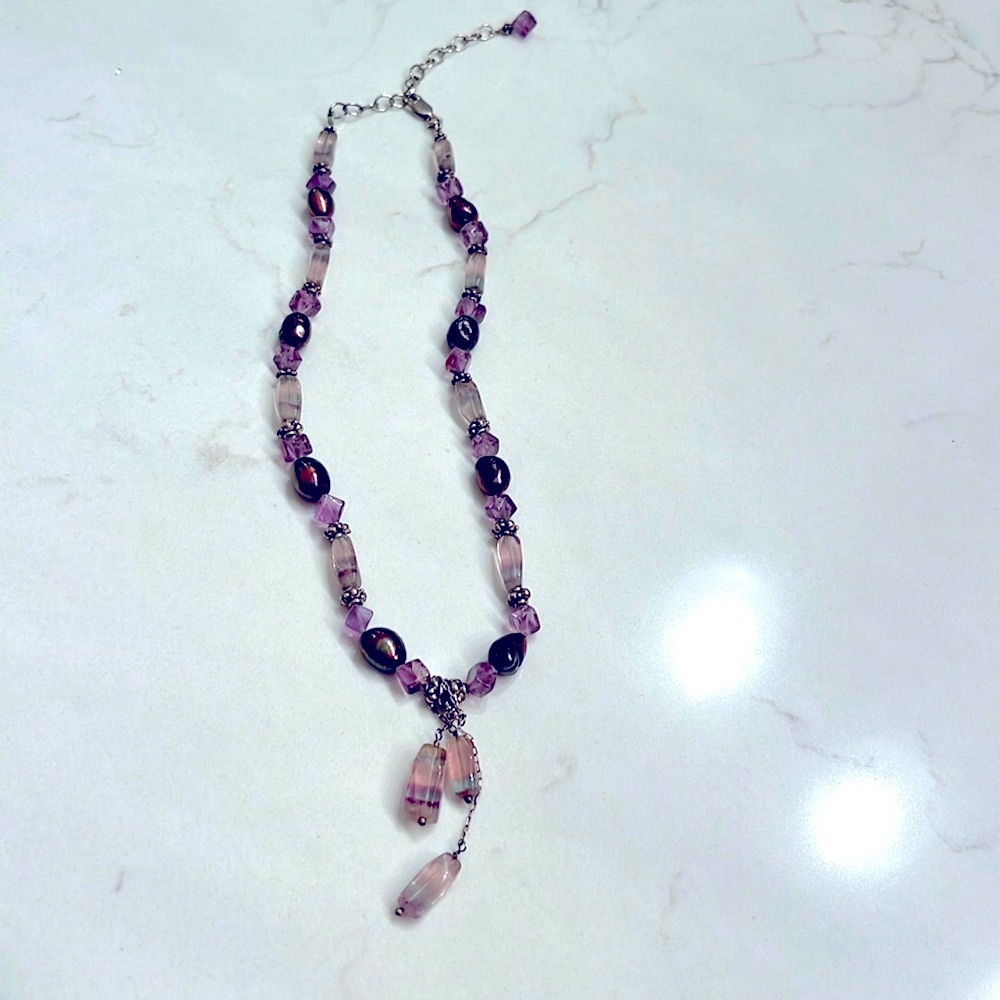 Beaded necklace sterling silver